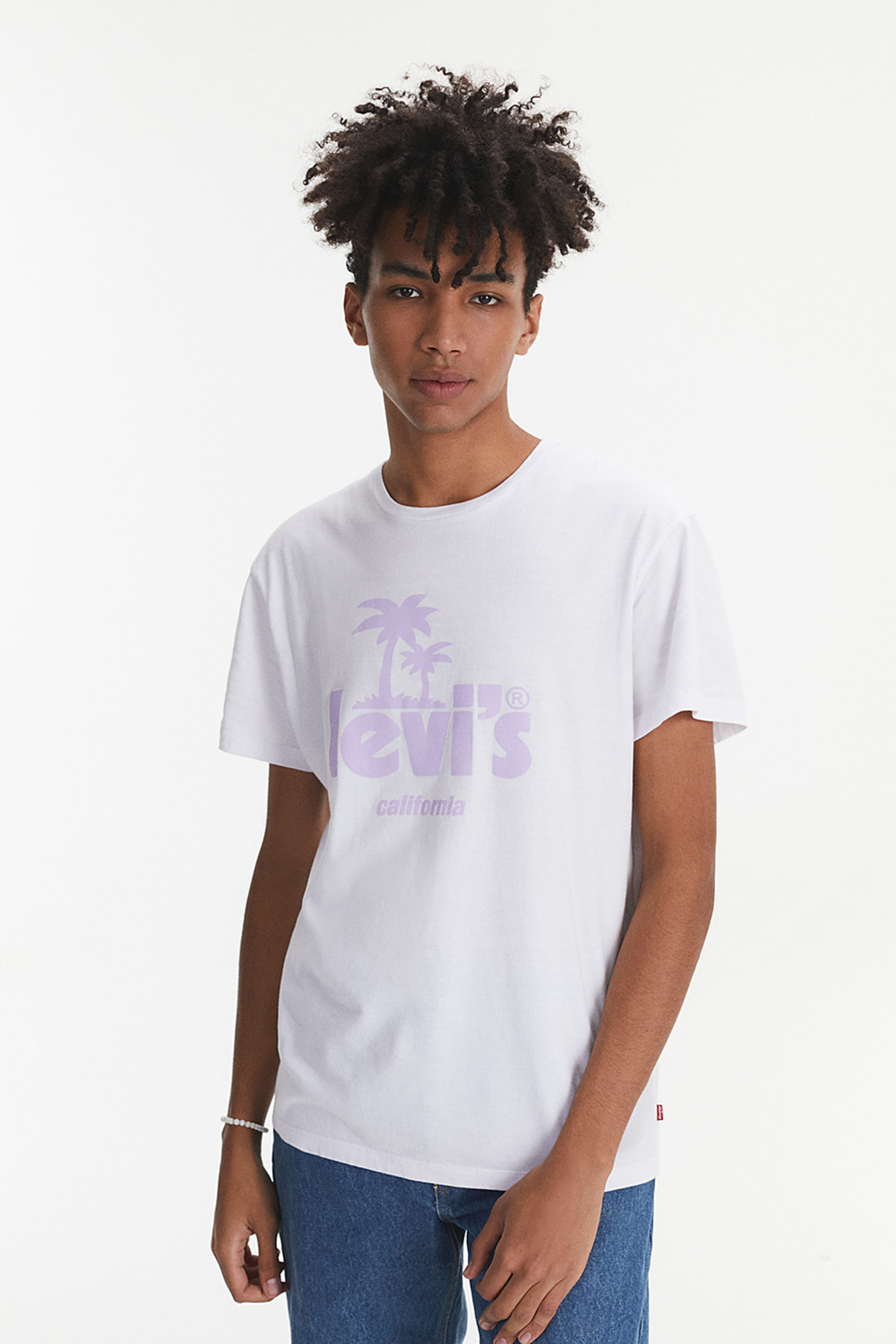 Graphic set in neck poster logo palms white