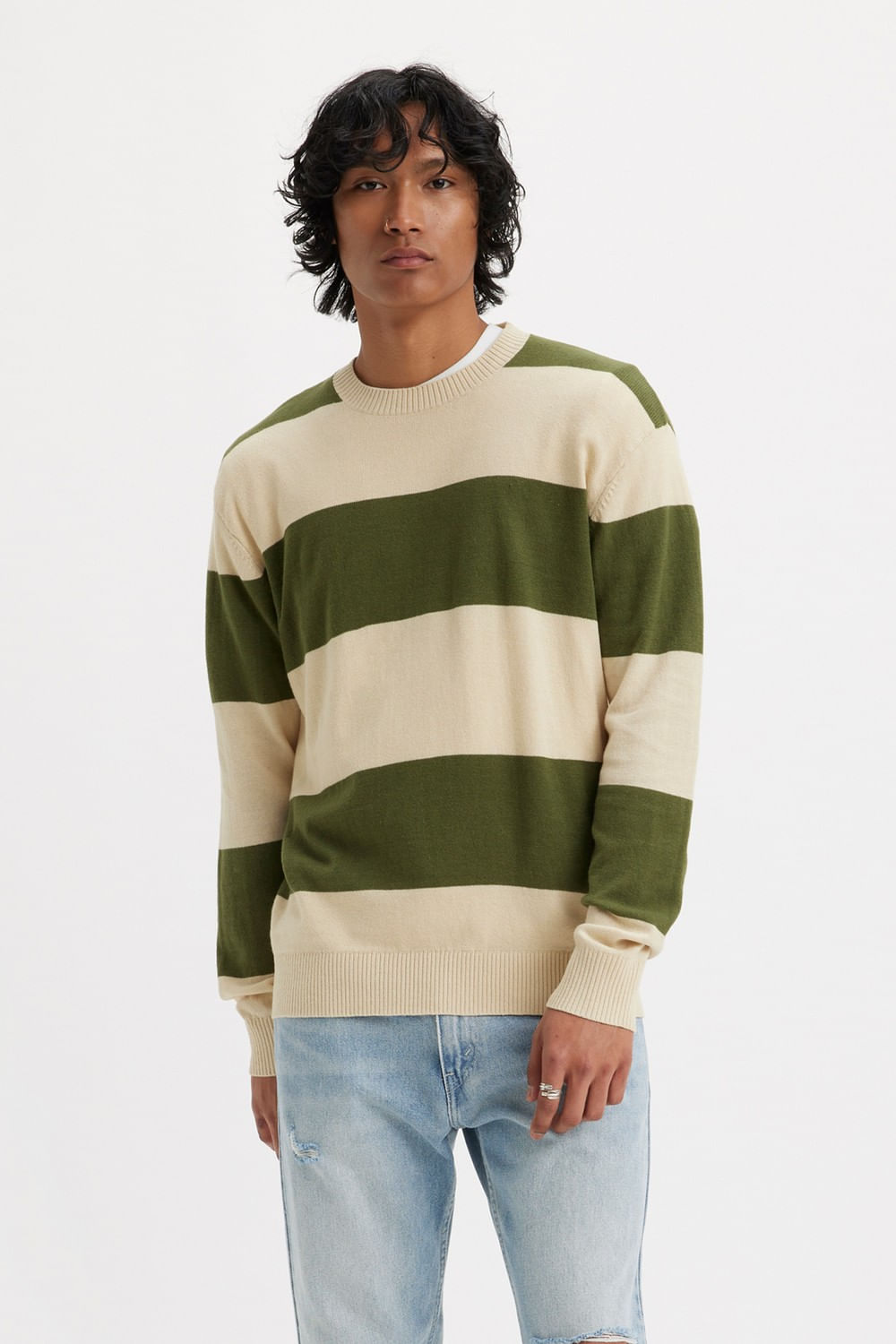 Sweat red tab crewneck striped olive de Levis