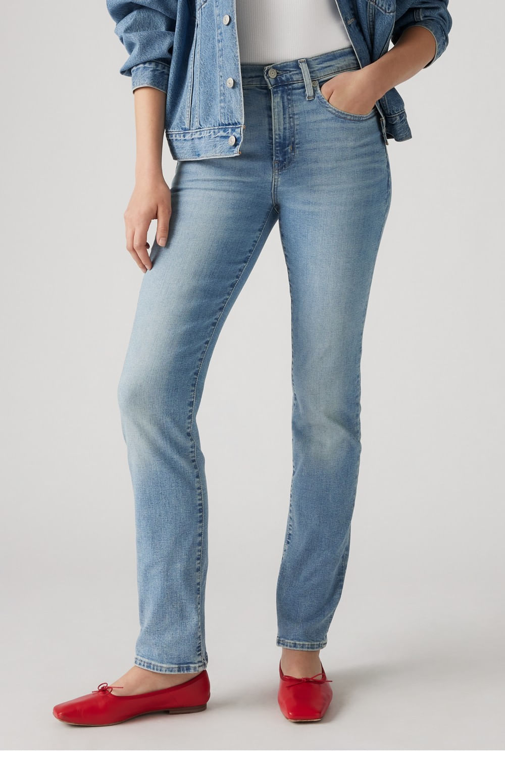 Levis 724 hi rise straight blue wave light