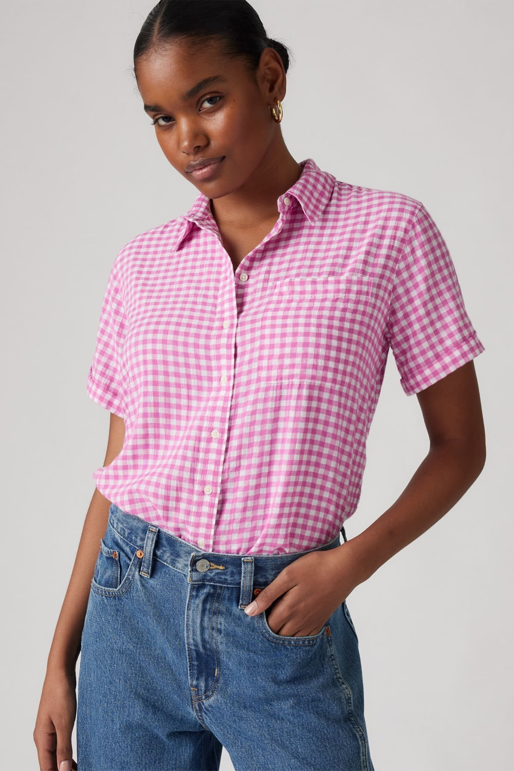 Camisa Darlene ss de Levis en crocus pink plaid — imagen 3