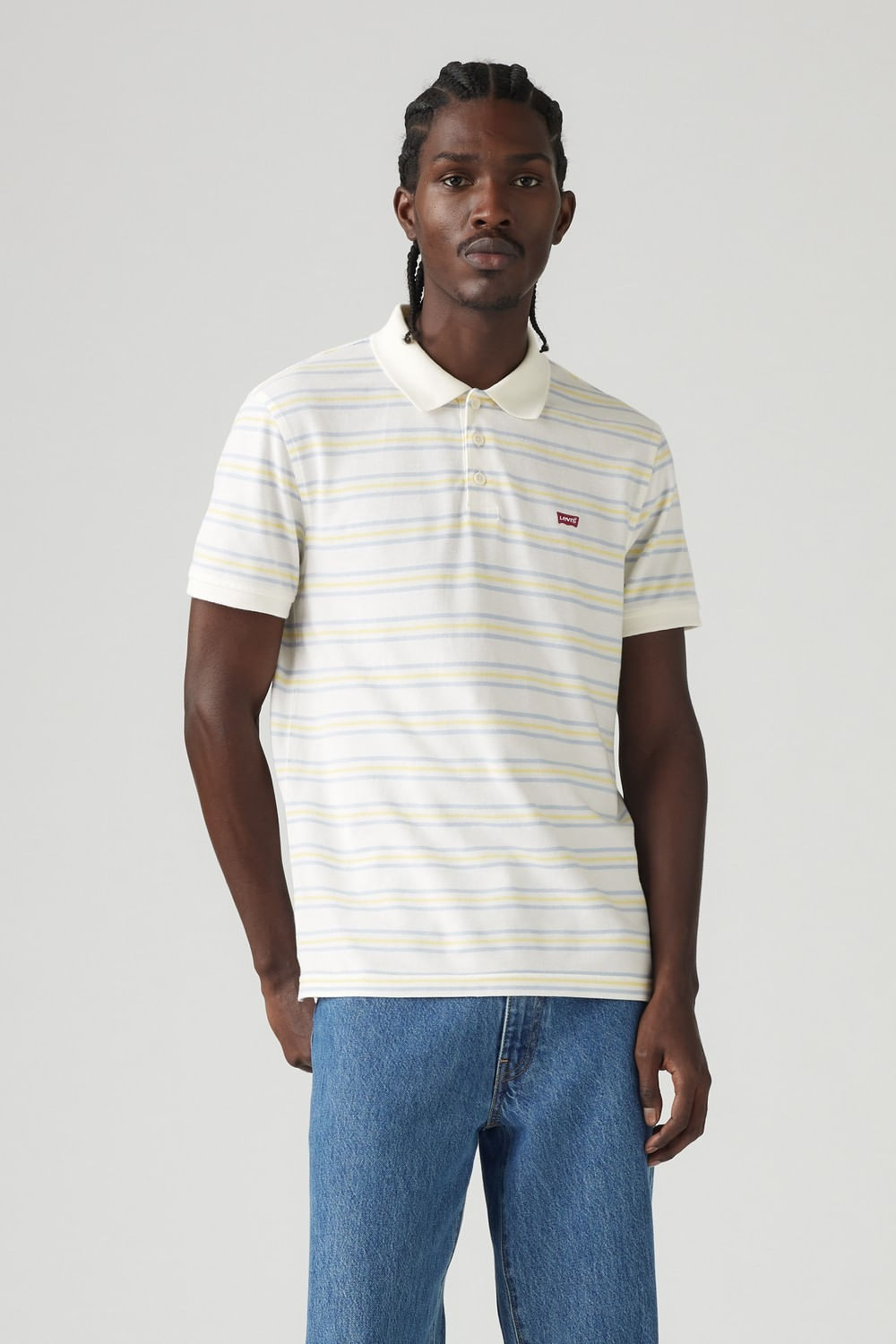 Polo Stripe Egret Pique de Levis