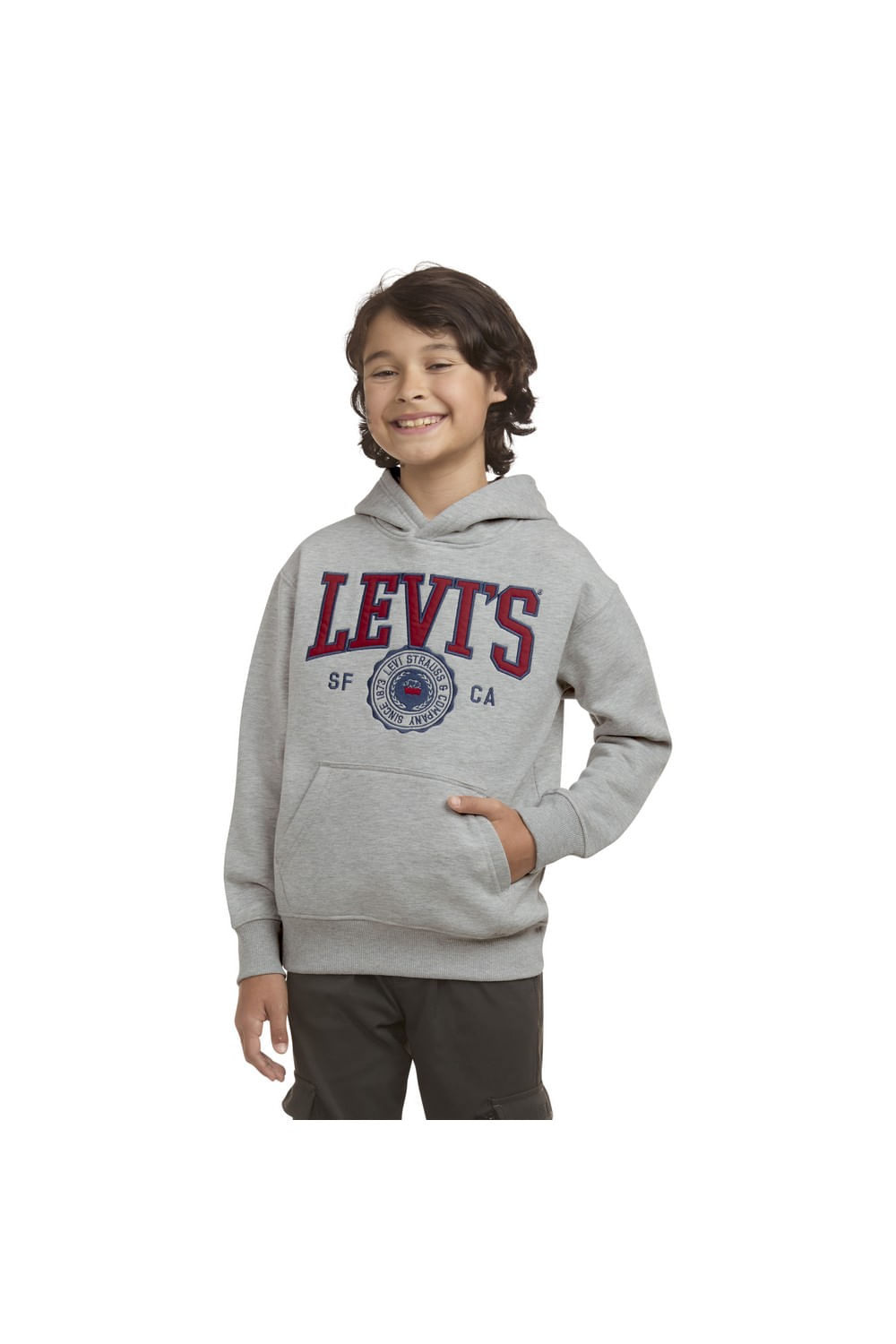 Hoodie deportiva gris para niños de Levis