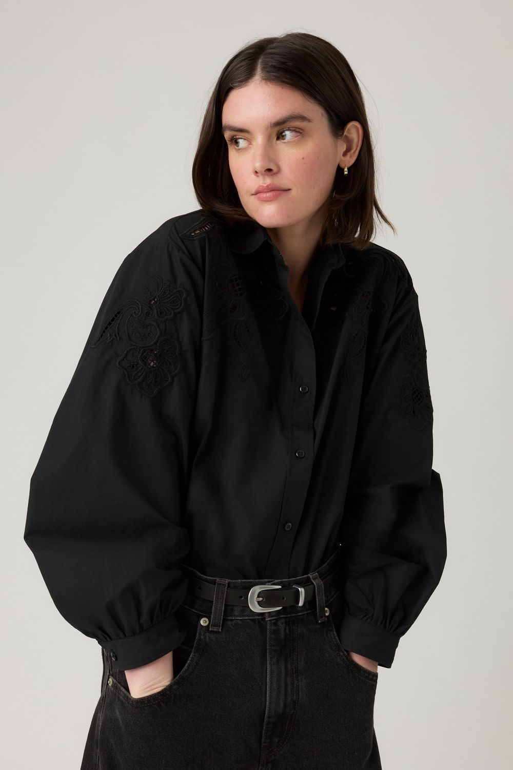 Janie holiday shirt navy blazer