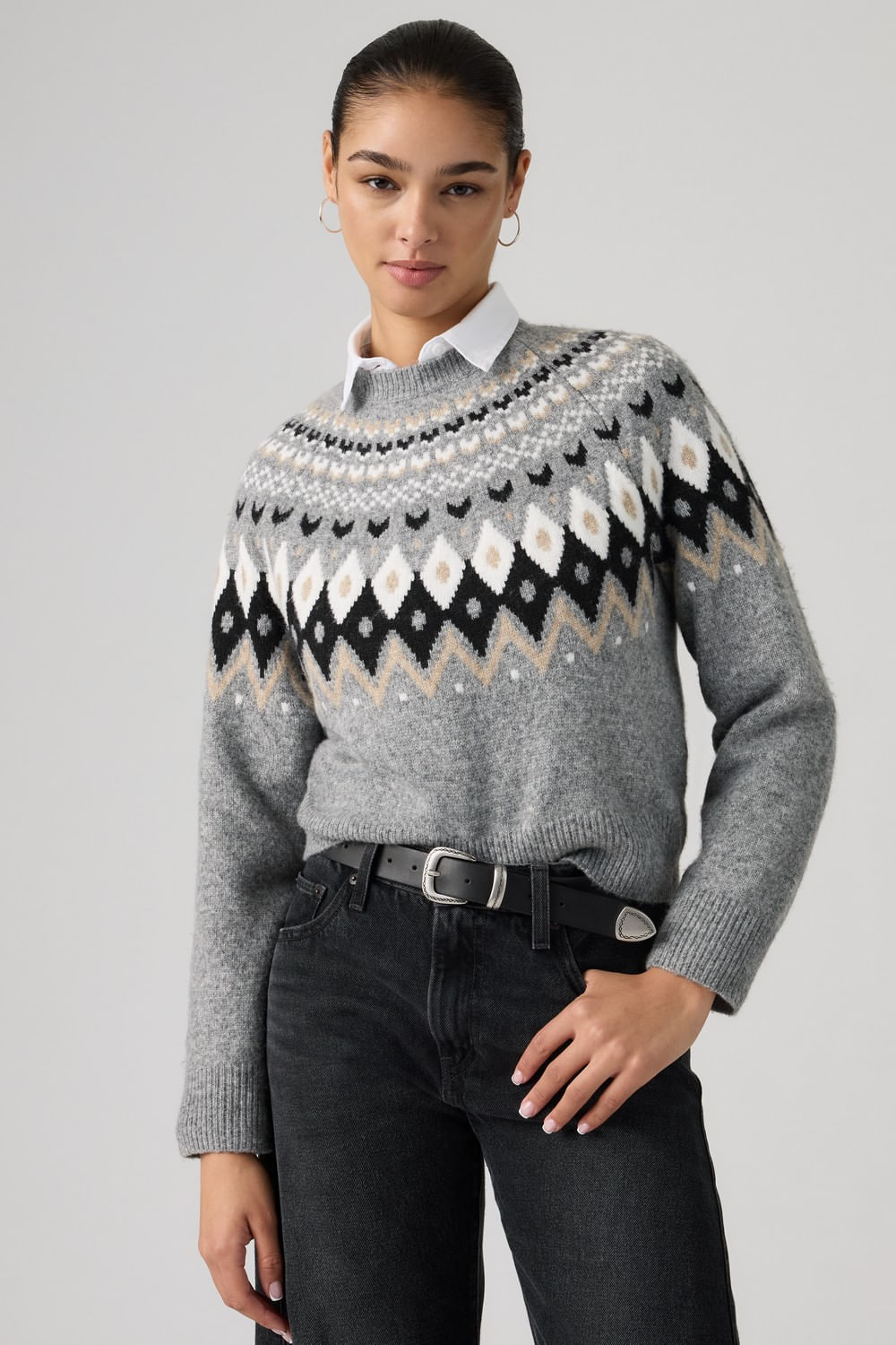 Sweater Fairisle Crew gris de Levis