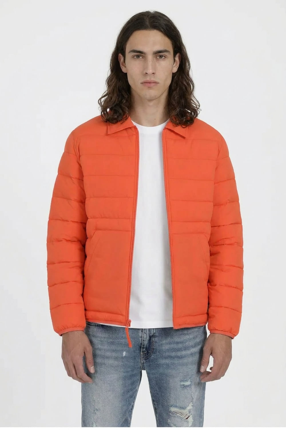 Puffer jacket mandarine red