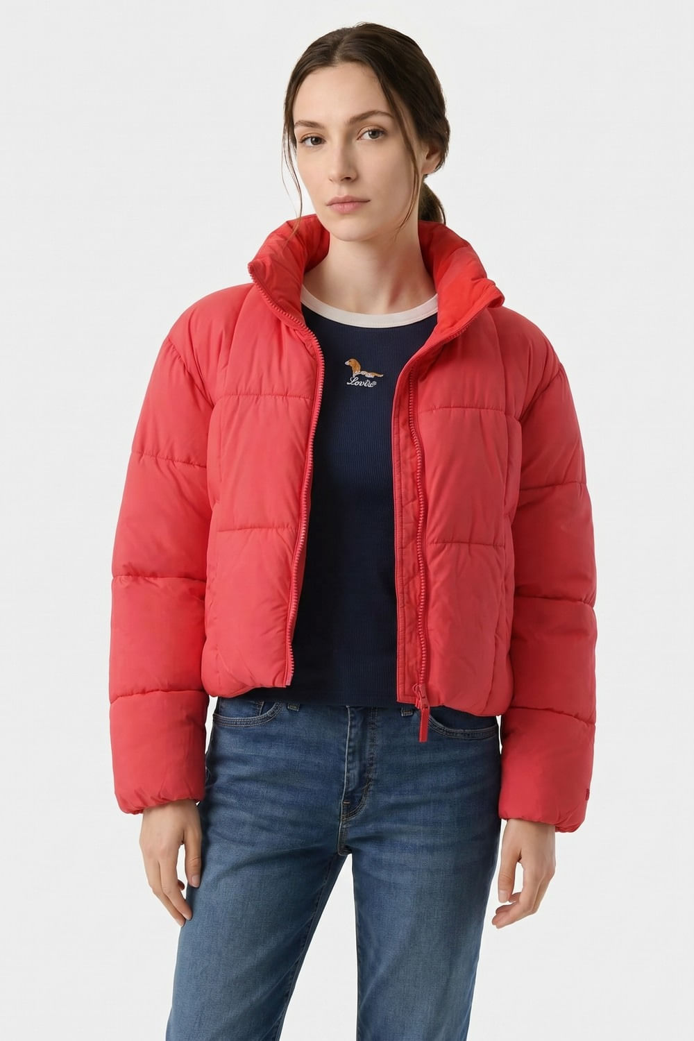 Box quilted short puffer