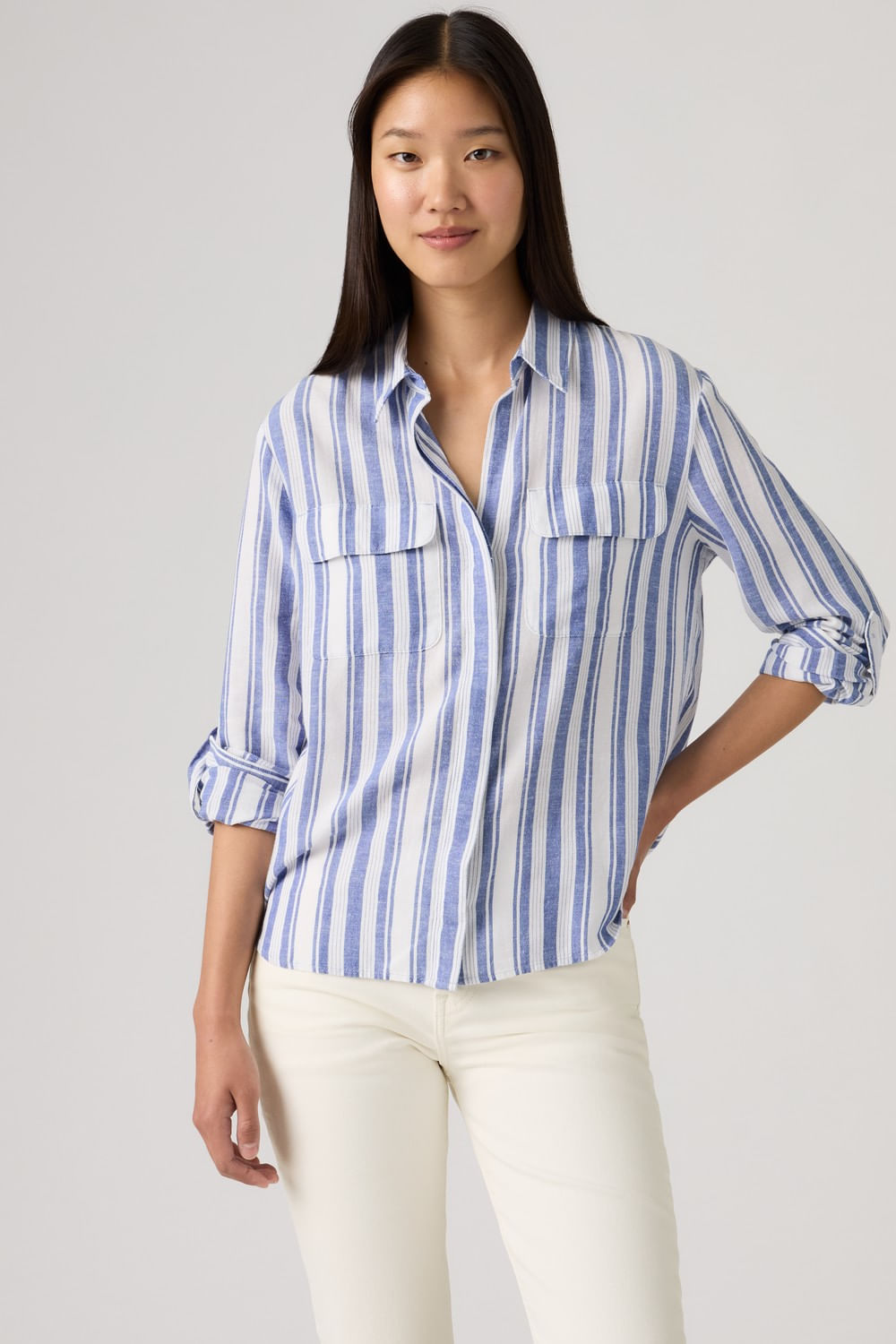 Elaine utility shirt blanco y azul rayado de Levis