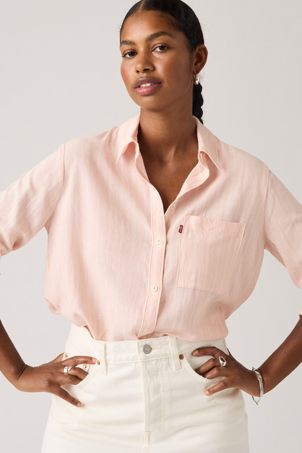 Darlene utility shirt rivington stripe crystal pink