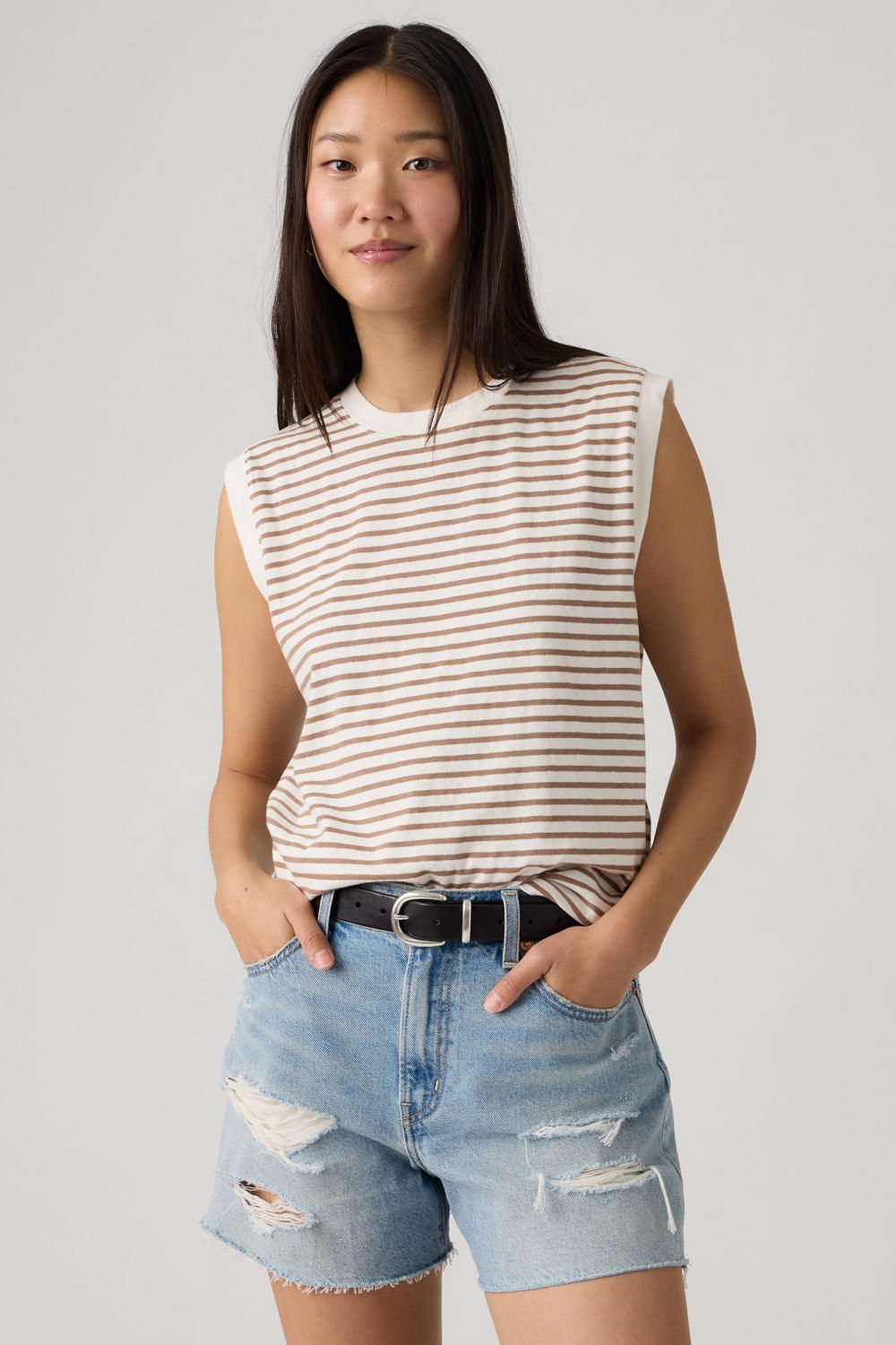 Tank boxy Emmi stripe egret pine bark de Levis — imagen 2