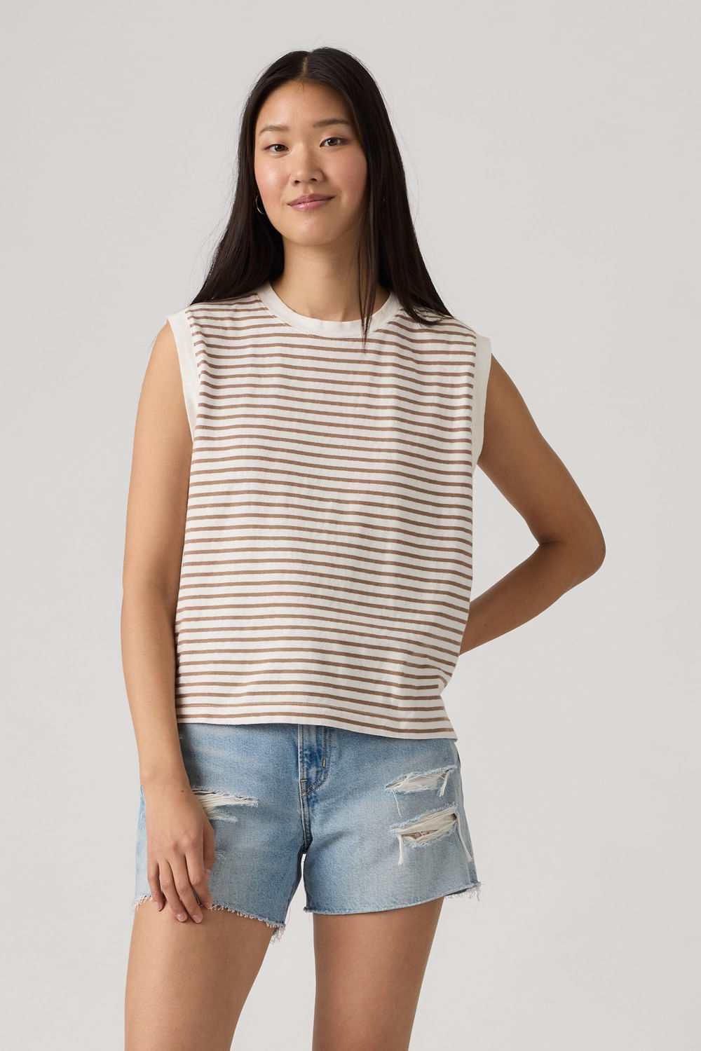 Tank boxy Emmi stripe egret pine bark de Levis — imagen 3