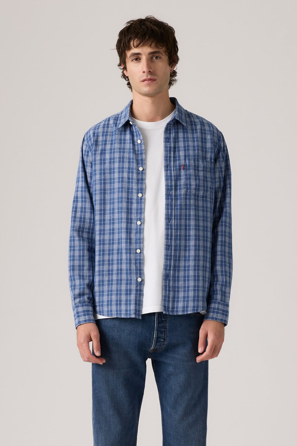 Camisa clásica Levis de color azul con estampado a cuadros
