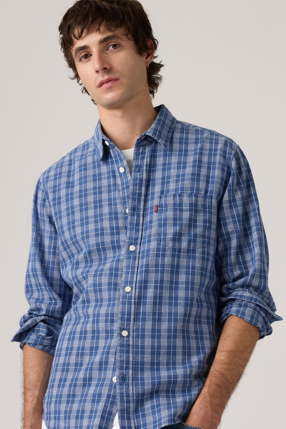 Camisa clásica Levis de color azul con estampado a cuadros — imagen 4
