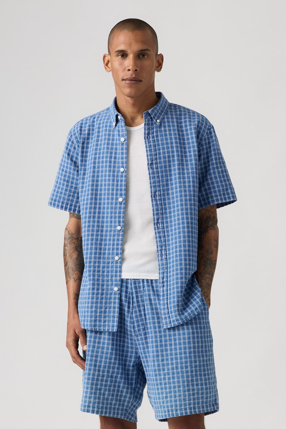 Ss authentic button down sunshine indigo plaid Levis